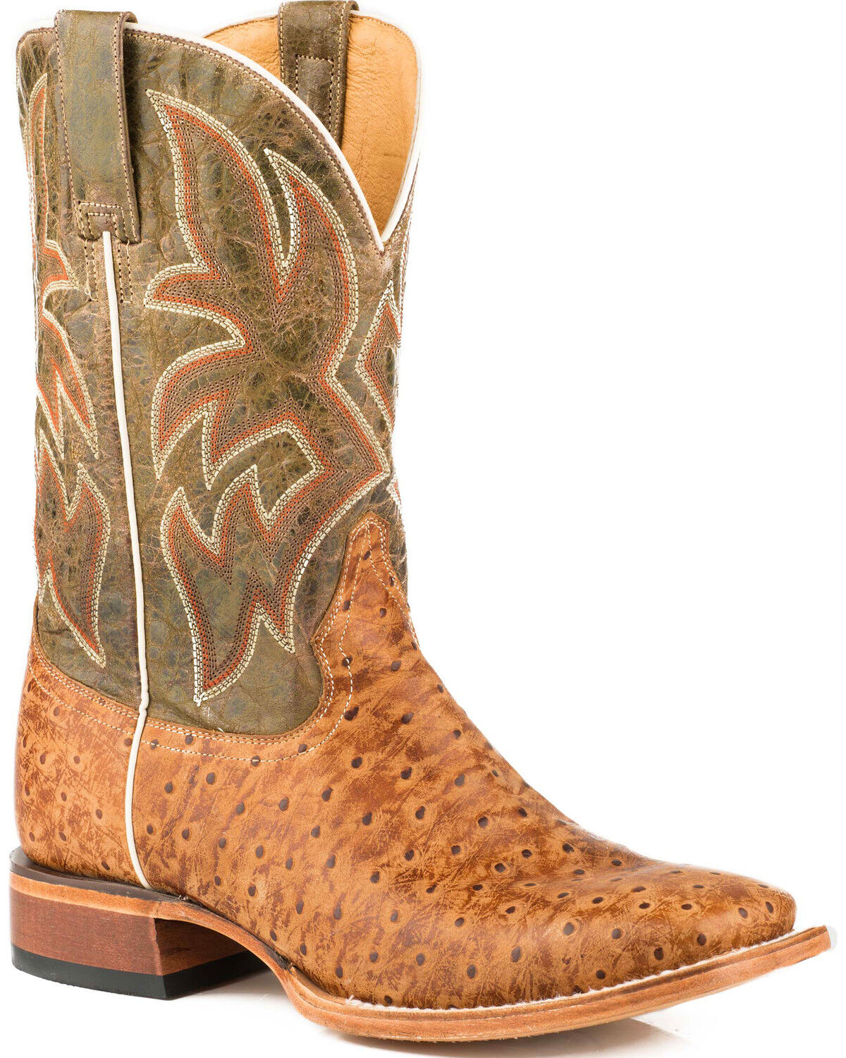mens square toe ostrich boots