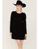 Very J Women's Puff Shoulder Detail Black Mini Dress, Black, hi-res