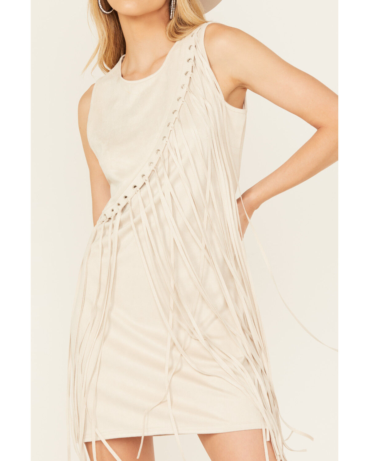 Image #3 - Rock & Roll Denim Women's Sleeveless Asymmetrical Fringe Dress, , hi-res