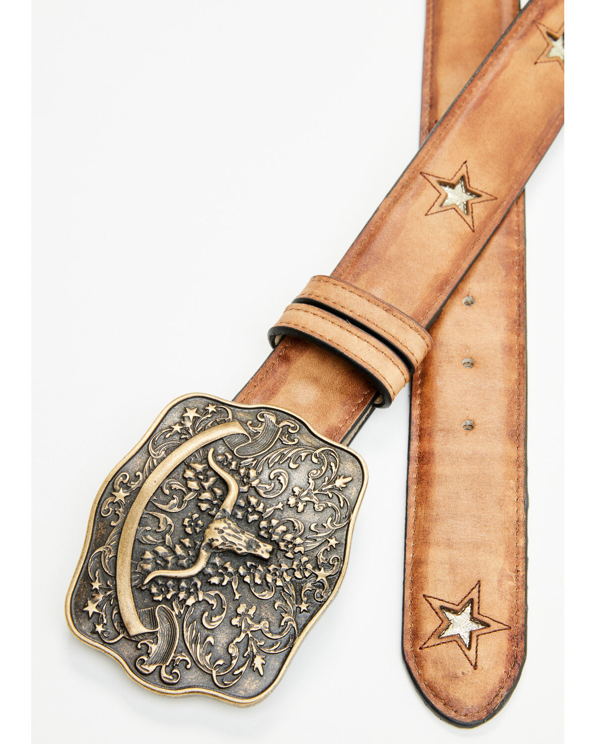 Image #3 - Idyllwind Women's Cordero Longhorn Buckle And Star Cutout Belt, Brown, hi-res