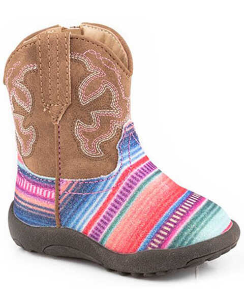 Image #1 - Roper Infant Girls' Glitter Serape Western Boots - Round Toe, Pink, hi-res