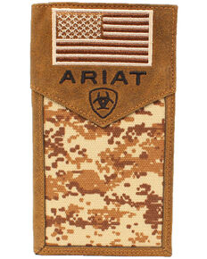 Ariat Men's Rodeo Camo Flag Wallet, Camouflage, hi-res