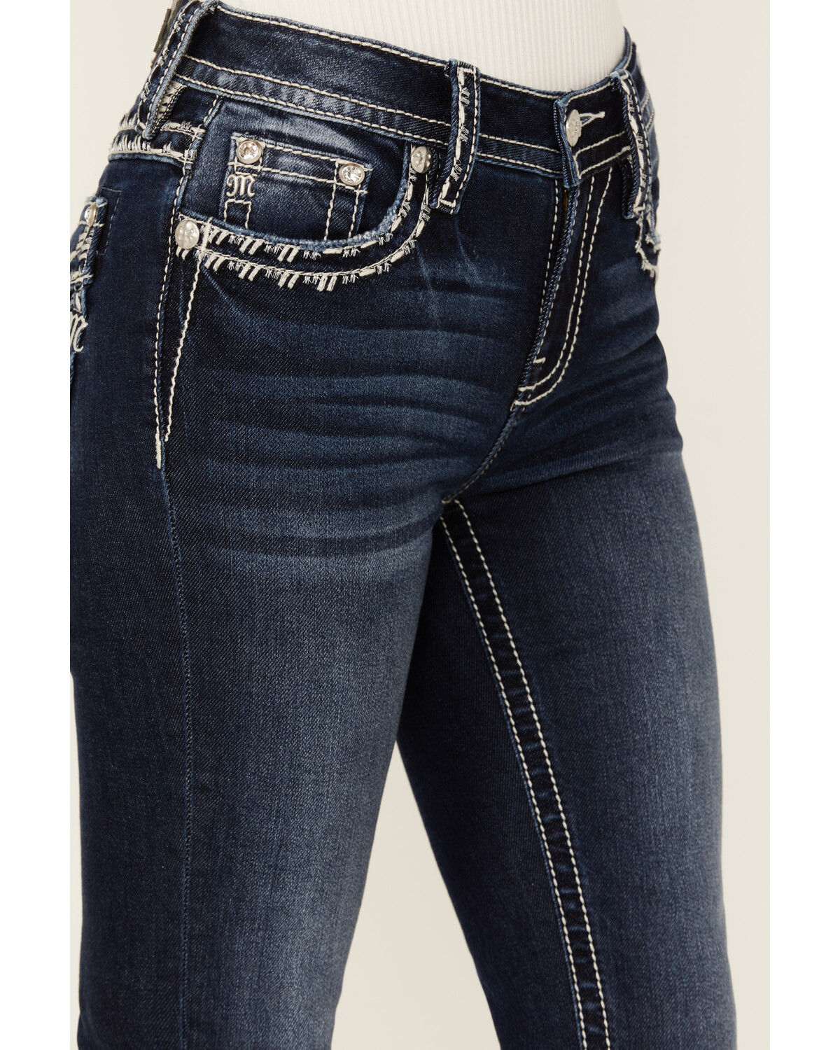 新作からSALEアイテム等お得な商品満載 Barbed Rise Mid Wash Dark Women's Me Miss Wire Pocket Stitch バット