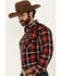 Image #2 - Ely Walker Men's Plaid Print Long Sleeve Snap Stretch Western Shirt, Red, hi-res