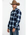 Image #3 - Pendleton Men's Navy Board Oxford Plaid Long Sleeve Western Shirt, Navy, hi-res
