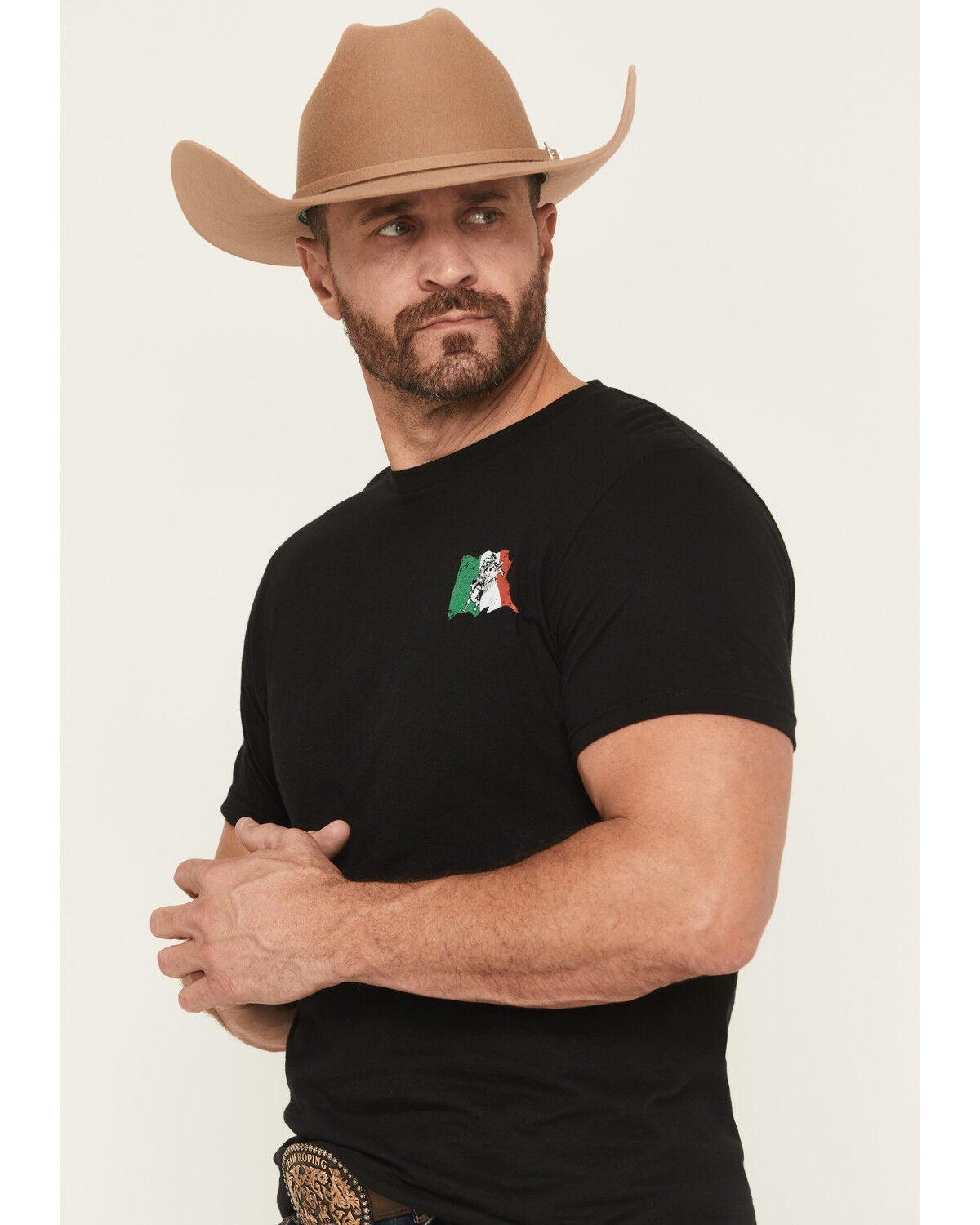 Image #3 - Cowboy Hardware Men's Bull Mexican Flag Short Sleeve Graphic T-Shirt, Black, hi-res