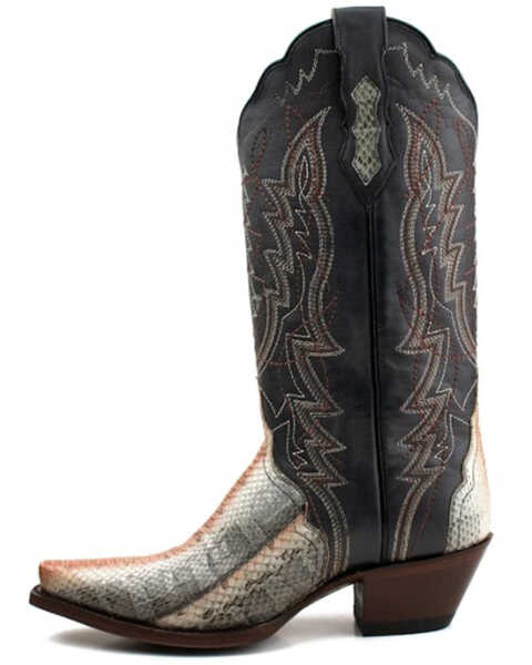 Image #3 - Dan Post Women's Zacatecas Exotic Watersnake Western Boots - Snip Toe, Grey, hi-res