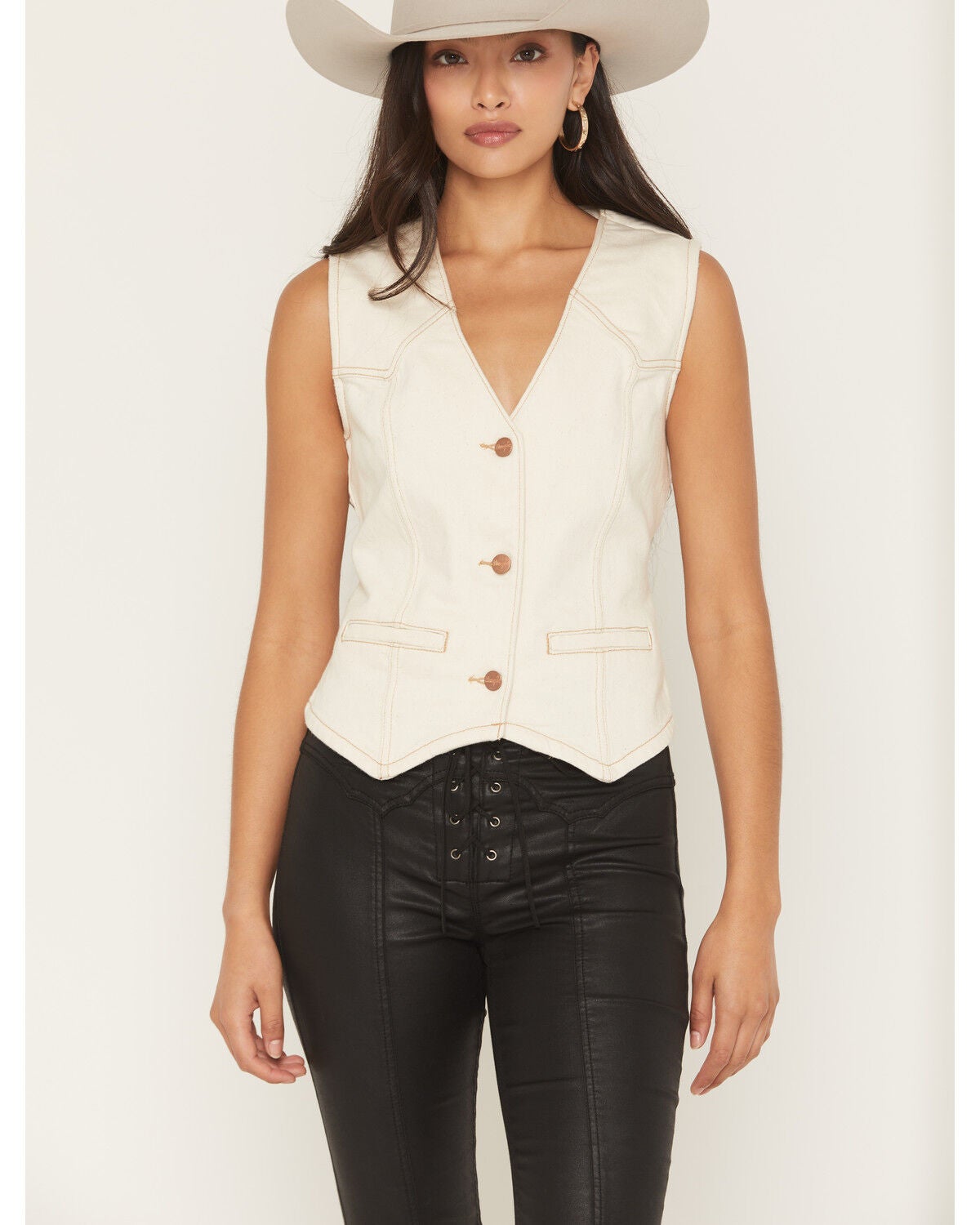 Wrangler Retro Women's Button-Down Denim Vest, White, hi-res