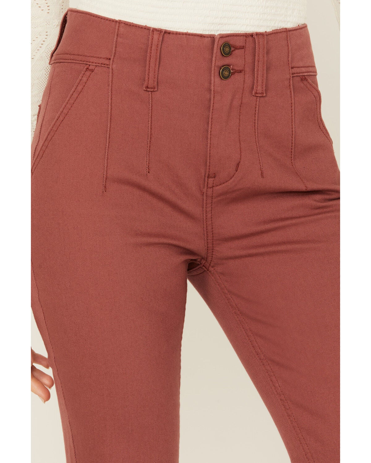 Image #2 - Shyanne Women's Marsala Darted Waist Comfort Stretch Super Flare Jeans, Rust Copper, hi-res