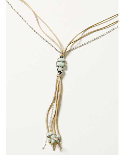 Shyanne Women's Luna Bella Turquoise Tassel Necklace , Silver, hi-res