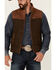 Image #3 - Scully Men's Vintage Brown Trimmed Leather Zip-Front Vest, Brown, hi-res