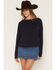 Image #1 - Cleo + Wolf Women's Whip Stitch Crew Neck Sweater, Navy, hi-res