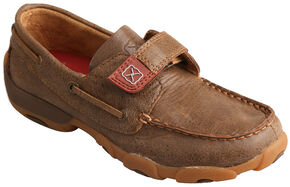 Twisted X Boys' Cowkid's Driving Moc Casual Shoes - Moc Toe, Brown, hi-res