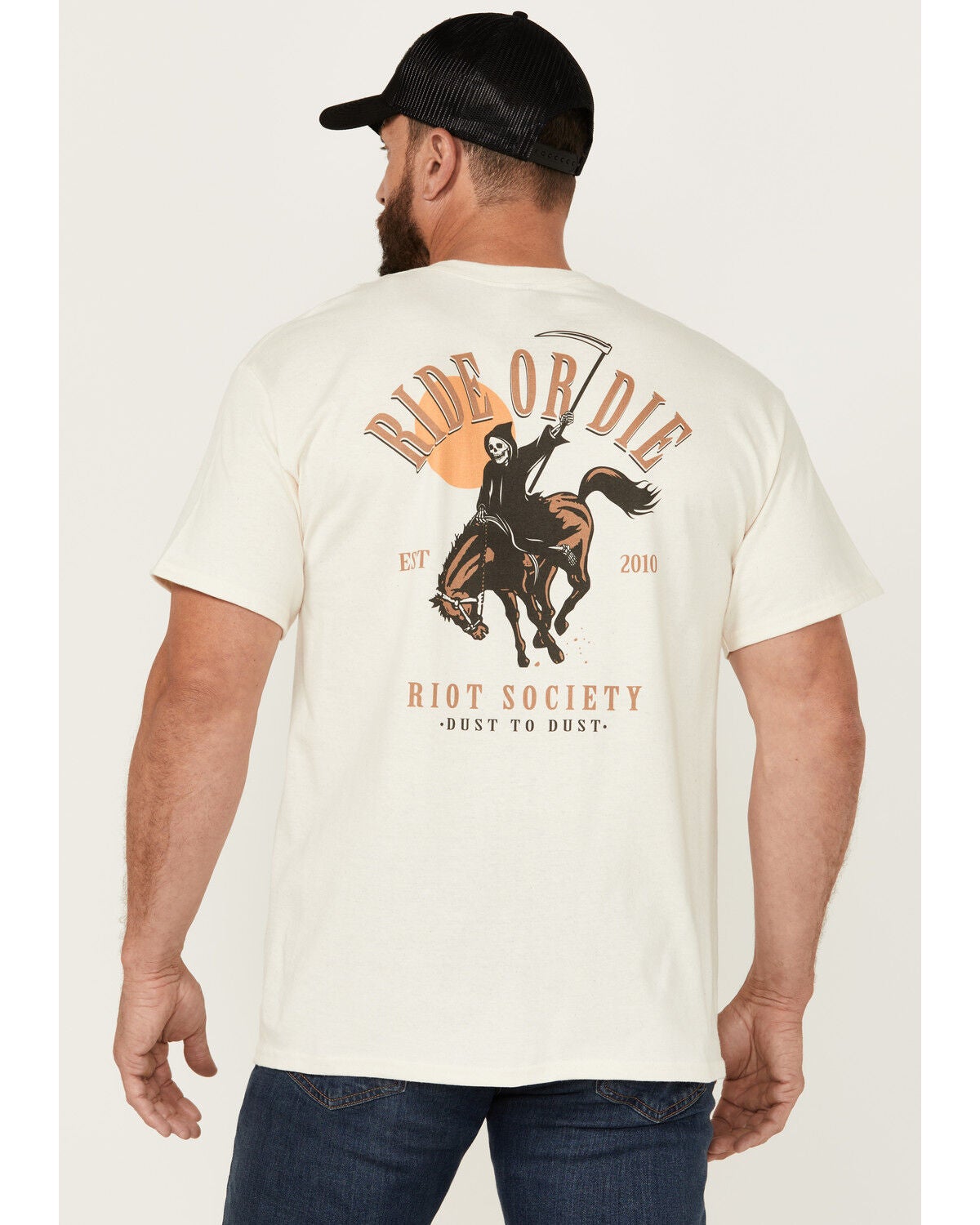 Riot Society Men's Boot Barn Exclusive Rodeo Reaper Short Sleeve Graphic T-Shirt, Tan, hi-res