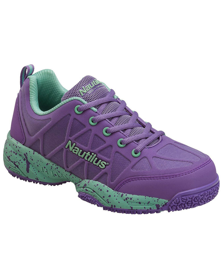 Nautilus Women's Oxford Athletic Work Shoes - Composite Toe, Purple, hi-res