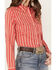 Image #3 - Wrangler Women's Striped Long Sleeve Western Pearl Snap Shirt, Red, hi-res