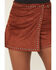 Image #2 - Rock & Roll Denim Women's Micro Faux Suede Skort, Brown, hi-res