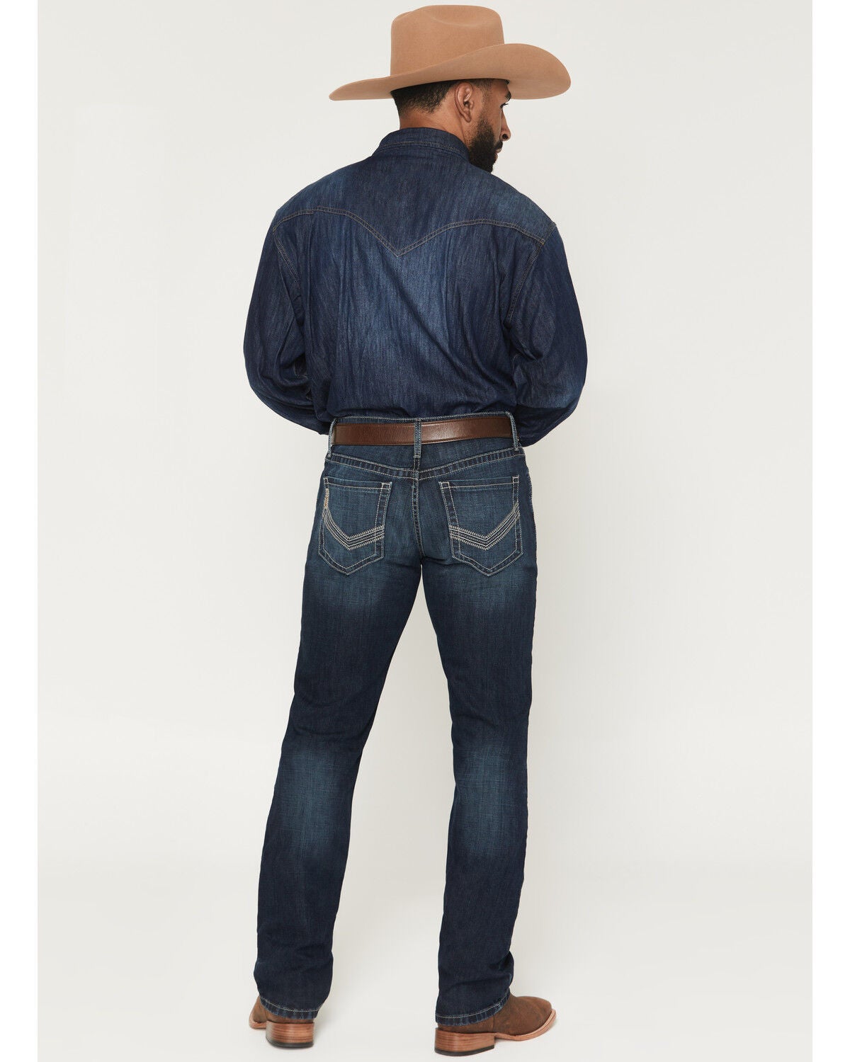 Image #3 - Cinch Men's Boot Barn Exclusive Ian Dark Wash Slim Bootcut Performance Stretch Denim Jeans, Indigo, hi-res