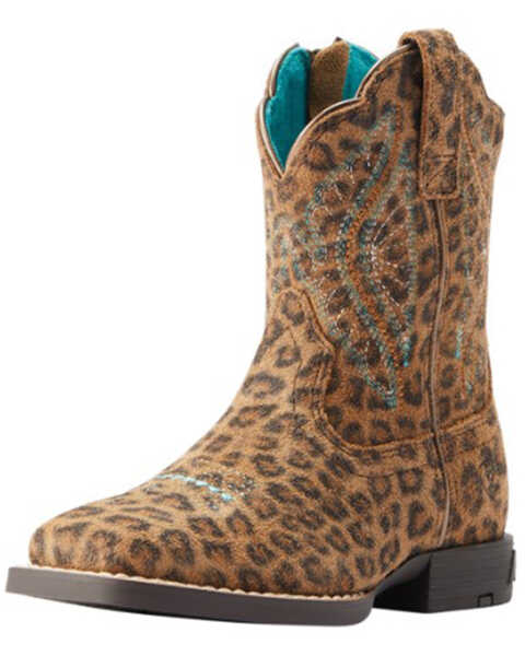 Image #1 - Ariat Girls' Primetime Western Boots - Broad Square Toe, Leopard, hi-res