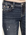 Image #4 - Miss Me Women's Dark Wash Snowflake Embroidered Slim Bootcut Stretch Denim Jeans, Dark Wash, hi-res