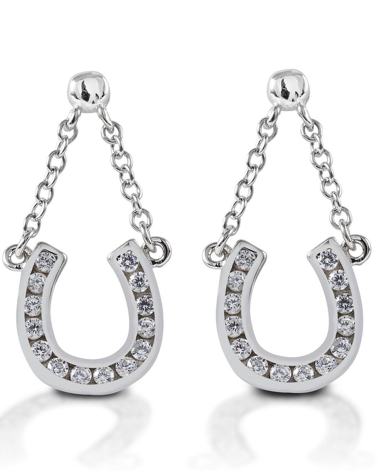 Image #1 - Kelly Herd Women's Horseshoe Dangle Earrings, Silver, hi-res