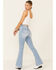 Rock & Roll Denim Women's Light Wash High Rise Flare Leg Jeans, Light Blue, hi-res