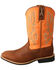 Image #3 - Twisted X Boys' Top Hand Leather Western Boots - Broad Square Toe , Orange, hi-res
