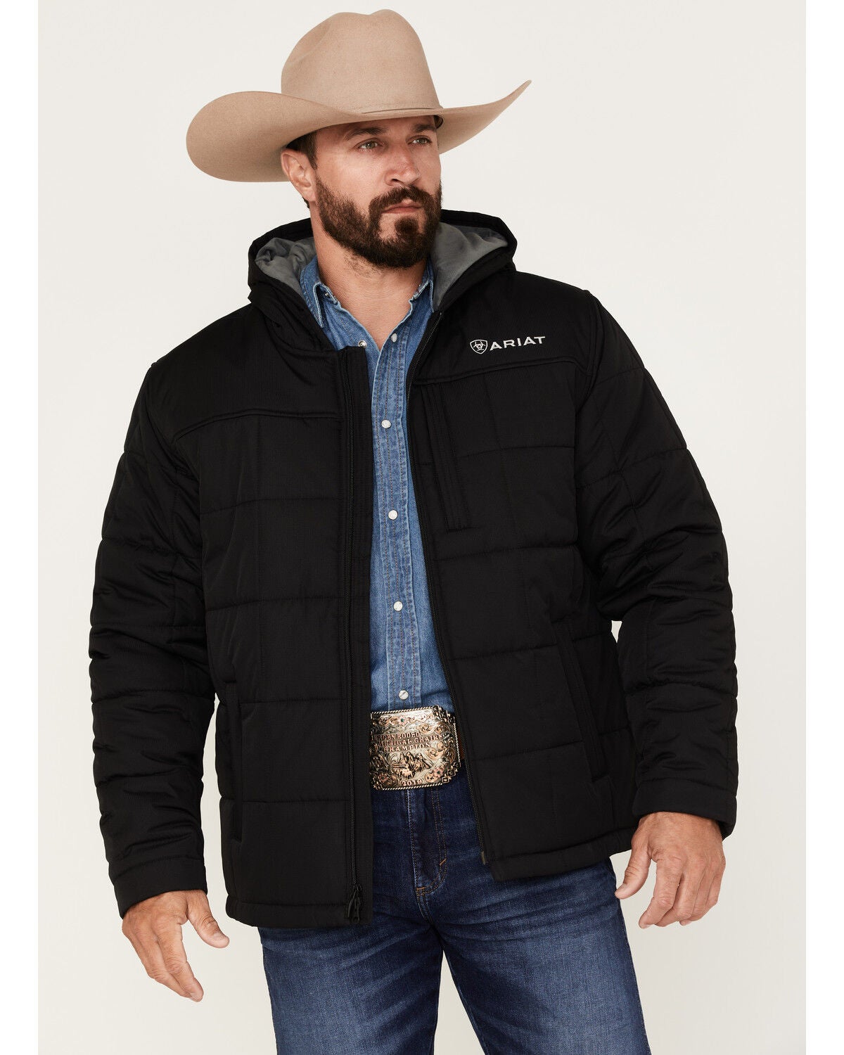 Ariat Men's Crius Insulated Hooded Jacket, Black, hi-res