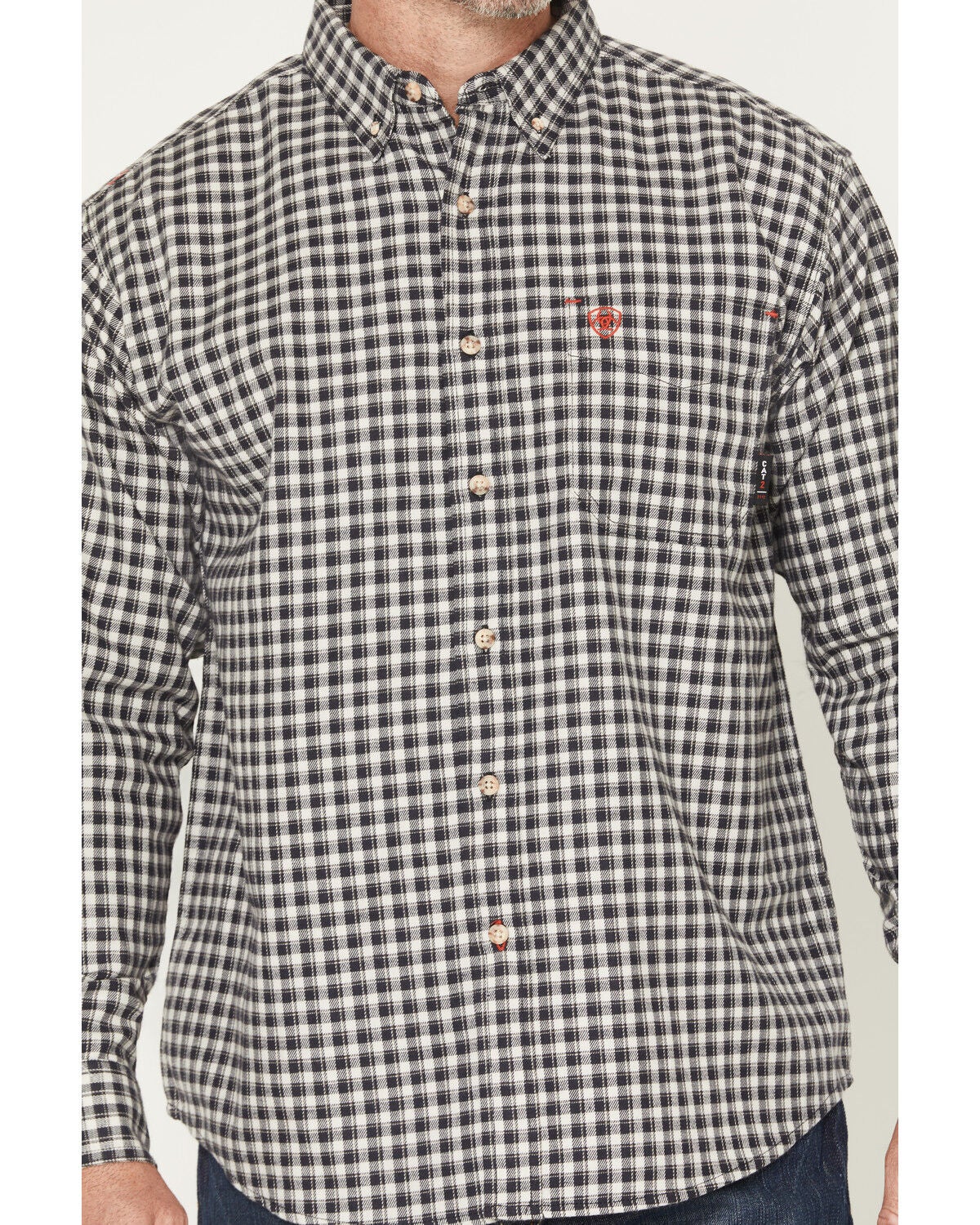 Image #3 - Ariat Men's FR Koufax Logo Long Sleeve Button-Down Work Shirt, Black/white, hi-res