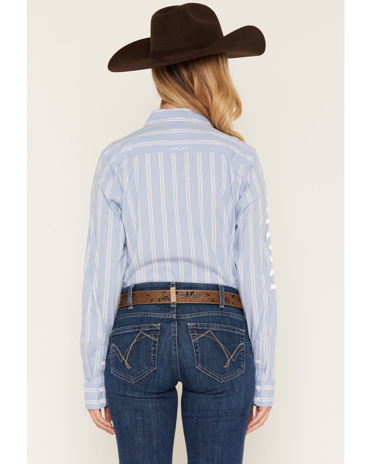 Image #4 - Ariat Women's Team Kirby Stripe Print Long Sleeve Button-Down Stretch Western Shirt, Blue, hi-res