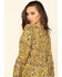 Rock & Roll Denim Women's Yellow Floral Bell Sleeve Top, Mustard, hi-res