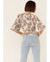 Image #3 - Angie Women's Floral Lace-Up Front Peplum Top, Taupe, hi-res