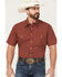 Image #1 - Roper Men's Geo Print Short Sleeve Snap Western Shirt, Red, hi-res