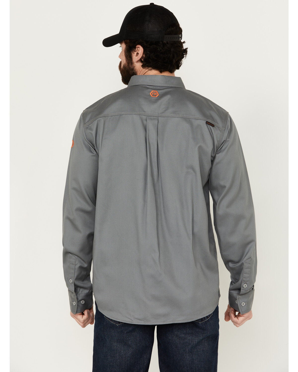 Image #4 - Hawx Men's FR Woven Long Sleeve Button-Down Work Shirt, Silver, hi-res