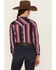 Image #4 - RANK 45® Women's Southwestern Stripe Print Heritage Snap Stretch Western Riding Shirt, Burgundy, hi-res