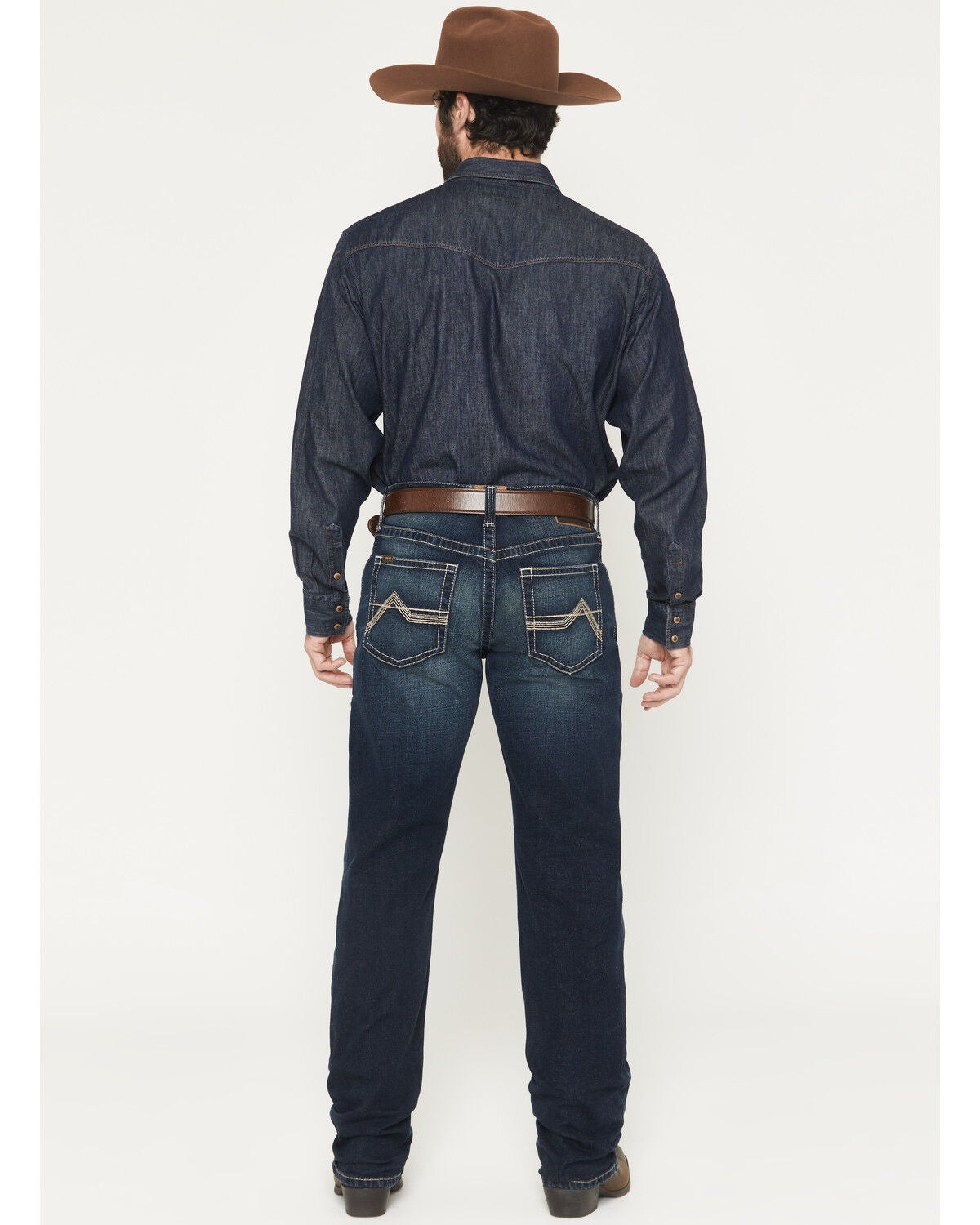 Image #3 - Ariat Men's Boot Barn Exclusive M4 Nightingale Dark Wash Relaxed Straight Rigid Denim Jeans, Dark Wash, hi-res
