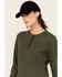 Image #2 - Lucky Brand Workwear Women's Long Sleeve Ribbed Henley Shirt, Olive, hi-res