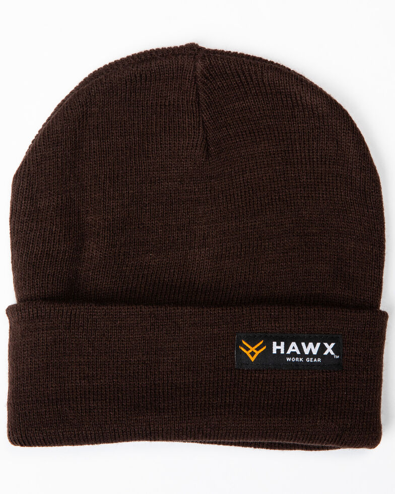 Hawx Men's Brown Logo Bar Beanie, Brown, hi-res