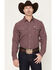 Image #1 - Ferrell Men's Sutton Tek Medallion Print Long Sleeve Pearl Snap Stretch Western Shirt, Burgundy, hi-res