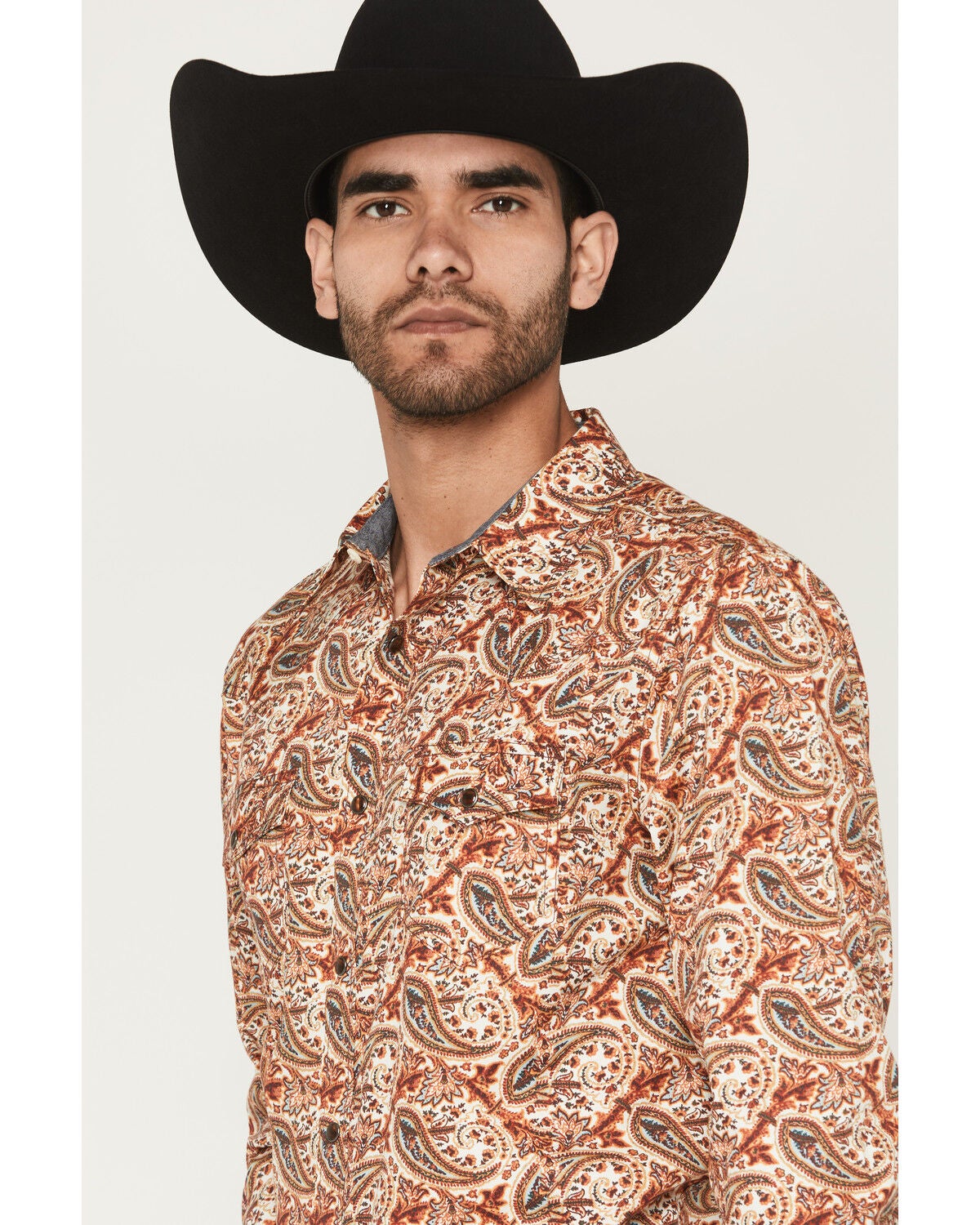 Image #2 - Cody James Men's Cowboy Boogie Paisley Print Long Sleeve Snap Western Shirt, Red, hi-res