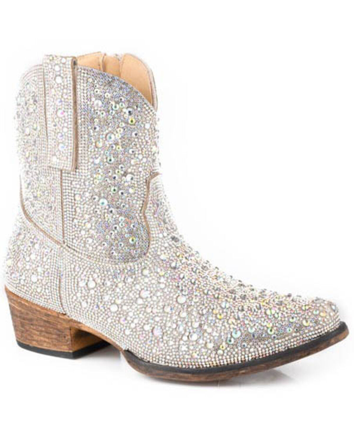 Image #1 - Roper Women's Shay Jewels Embellished Western Booties - Snip Toe, Silver, hi-res