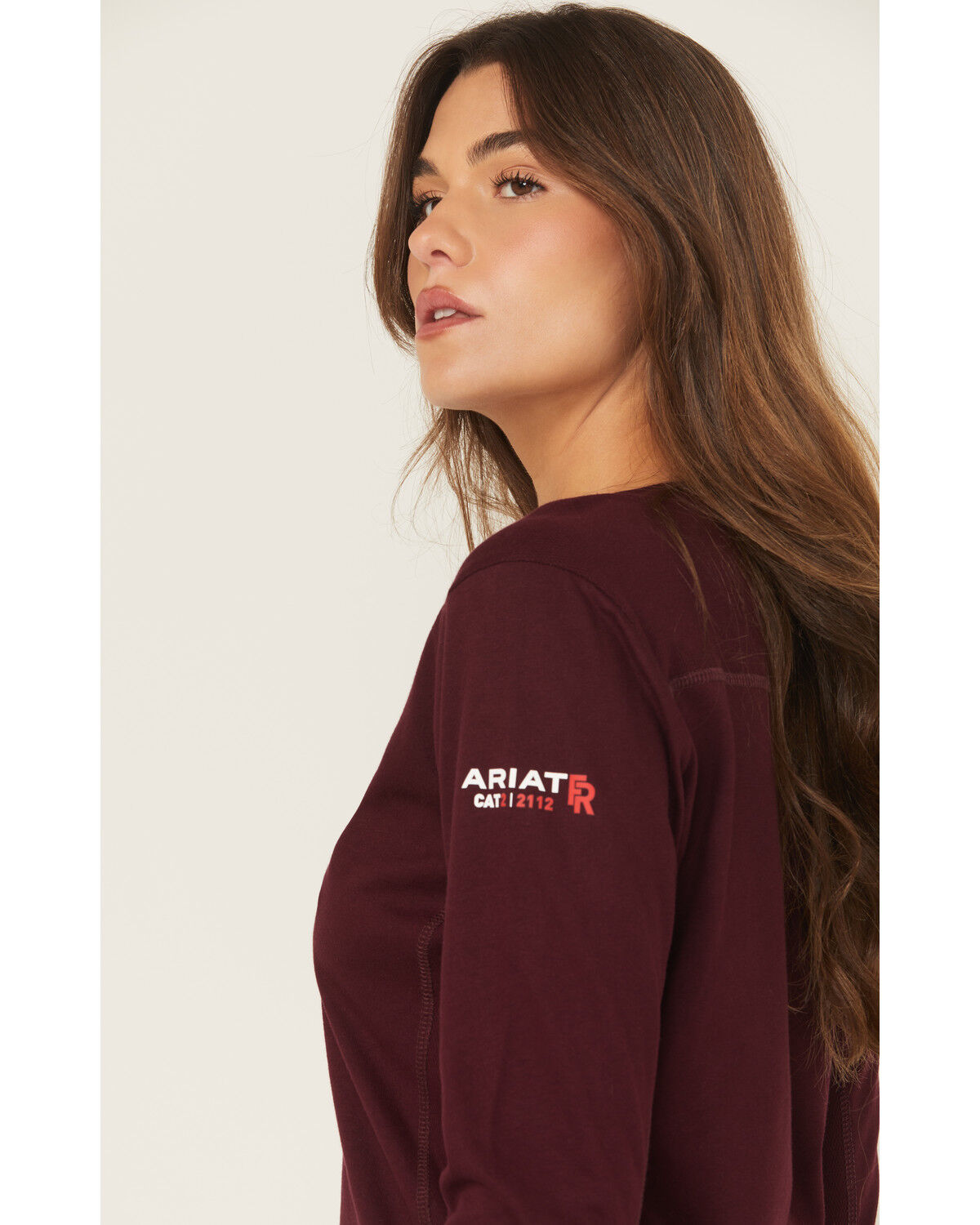 Image #2 - Ariat Women's Malbec FR AC Long Sleeves T-Shirt, Red, hi-res