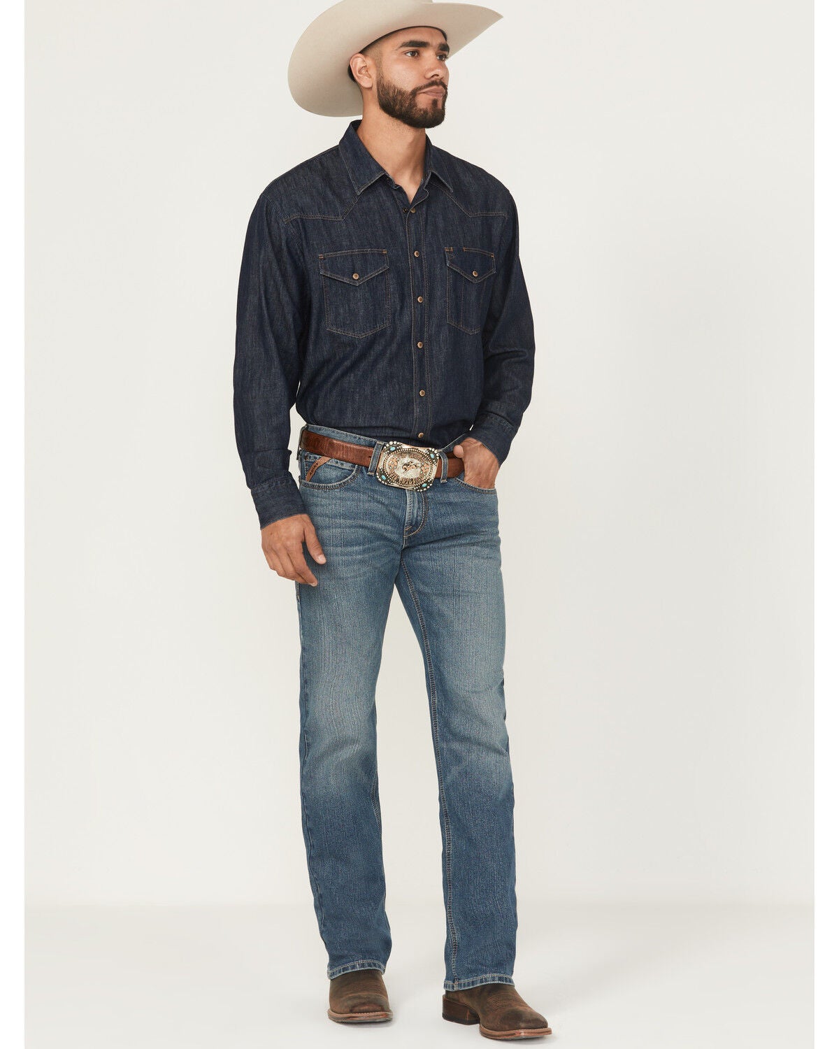 Ariat Men's M7 Medium Wash Slim Straight Stretch Denim Jeans, Medium Wash, hi-res