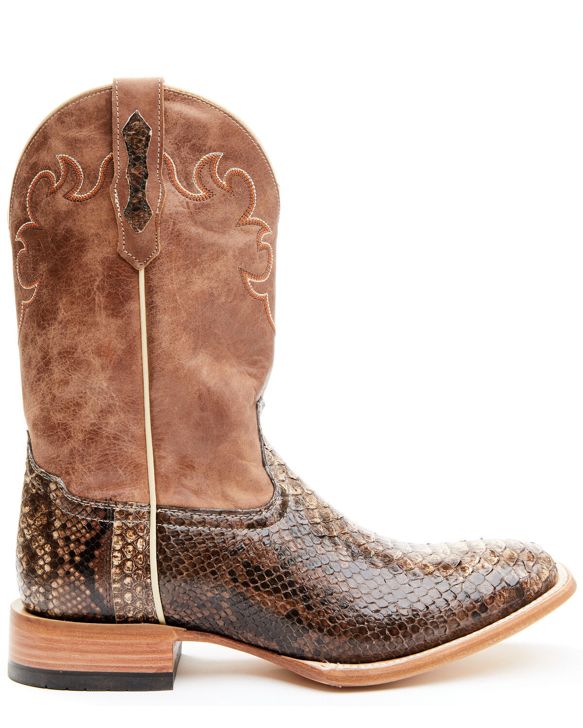 snakeskin square toe cowboy boots