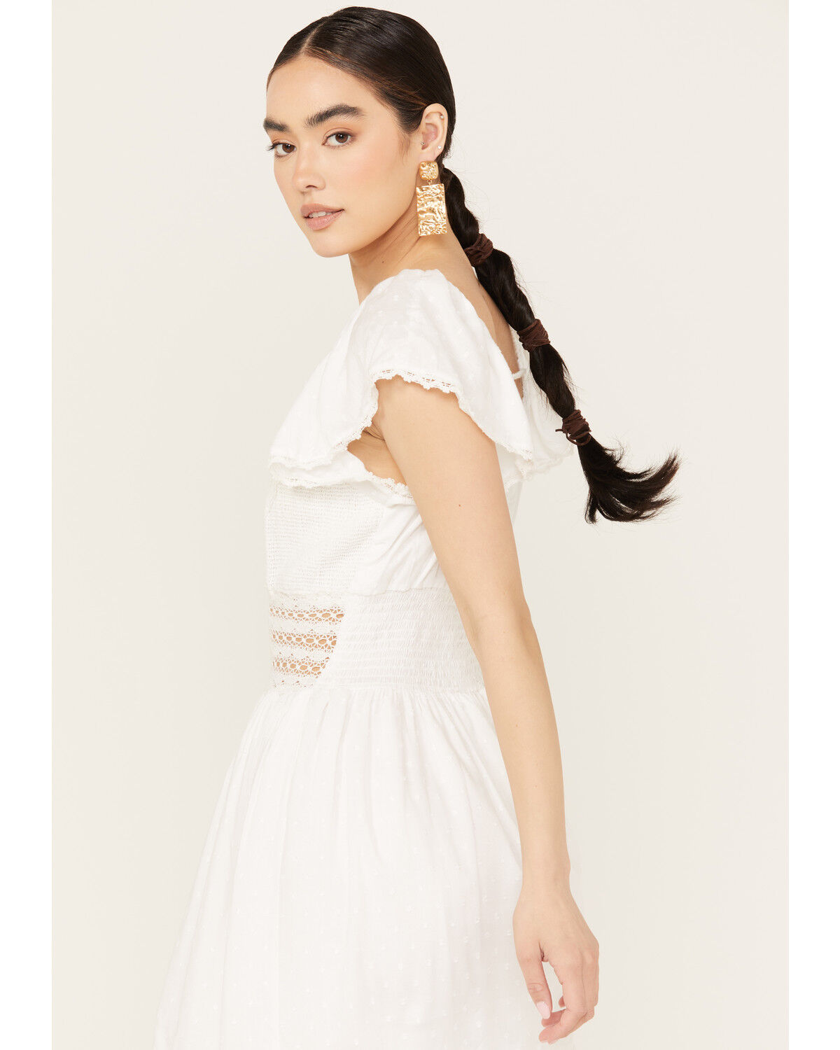 Image #2 - Angie Women's Crochet Front Mini Dress, White, hi-res