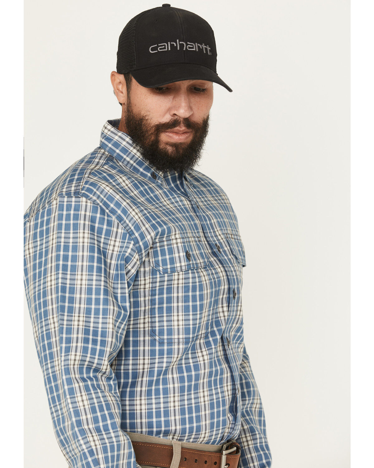 Image #2 - Carhartt Men's FR Force Rugged Flex® Loose Fit Twill Long Sleeve Button-Down Work Shirt, Grey, hi-res