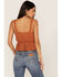 Image #4 - Shyanne Women's Swiss Dot Embroidered Smocked Waist Tank Top, Brown, hi-res