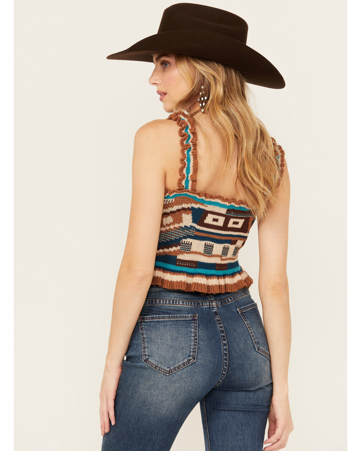 Image #4 - Shyanne Women's Crochet Sweater Tank, Medium Blue, hi-res