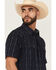 Image #2 - Moonshine Spirit Men's Star Power Striped Short Sleeve Snap Western Shirt, Navy, hi-res