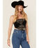 Image #2 - Originality Women's Strapless Tie-Back Graphic Bandana Crop Top, Black, hi-res